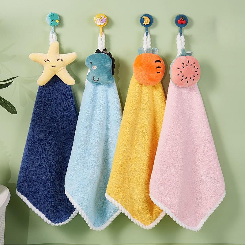 Coral Fleece Cute Cartoon Children's Hand Towel - Thick, Absorbent Small Square Towel