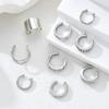 9Pcs/Set Simple Metal Non-Piercing Ear Clip Earrings for Women Shiny CZ Stone Fake Piercing Ear Cuff Daily Wear Party Jewelry