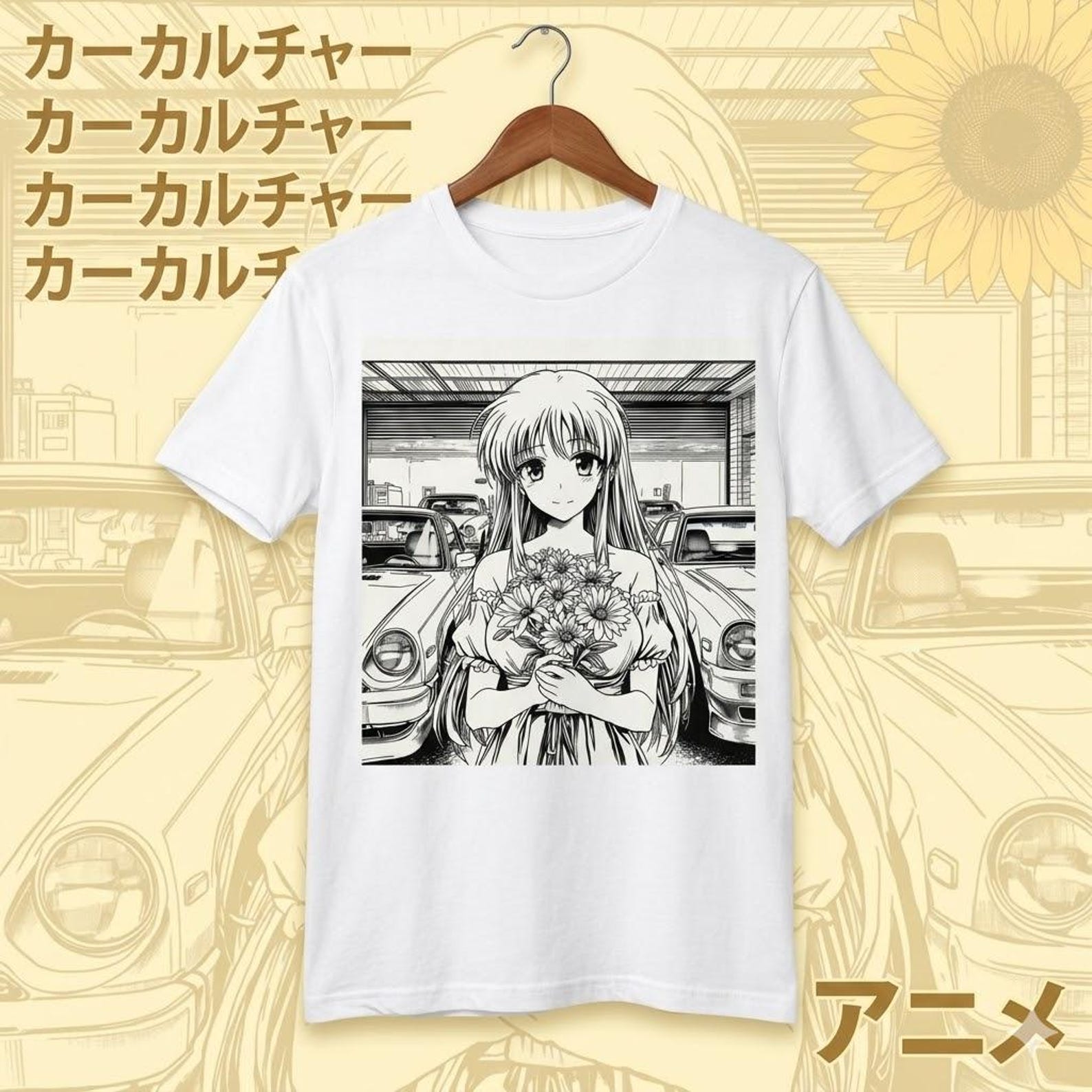 City Pop Anime Girl T-Shirt | Purple Neon Retro Japanese Graphic Tee XL