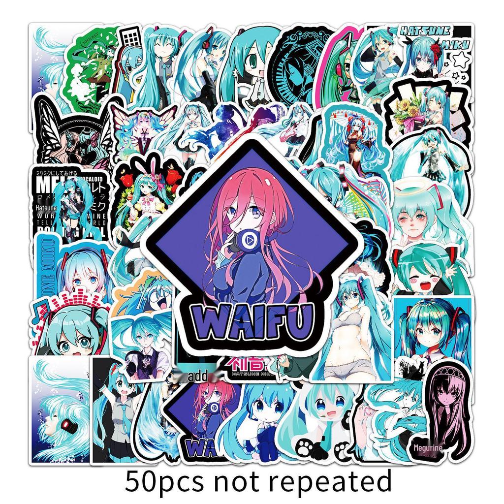 50 Hatsune Miku Graffiti Stickers for Suitcase, Laptop, Car, and Skateboard Decoration