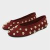 High Quality Faux Suede Mary Jane Flats Luxury Metal Rivet  Ballet Flats Women Light Comfortable Red Women's Loafers