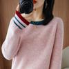 Round-neck Sweater Loose Korean-style Plus-size Pullover Fashionable Solid-color Loose Knitted Sweater Long-sleeved Top for Autumn and Winter