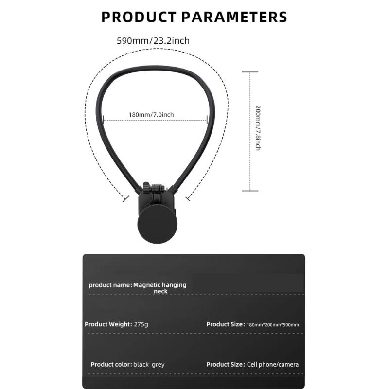 Neck Mount Holder Magnetic Quick Snap Camera Harness for 360 Action Camera Handsfree Action Recording, 360 Degree View