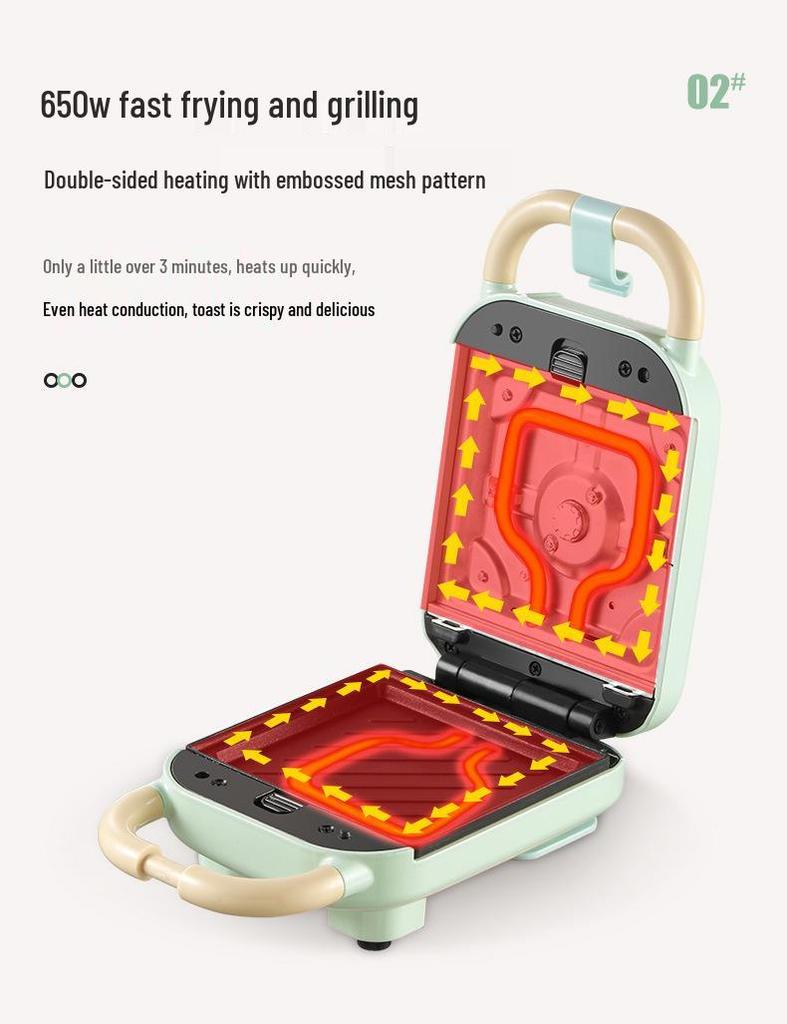 "Yidepu Portable Multi-Functional Breakfast Machine: Non-Stick Bread Maker, Baking Tray, Egg Fryer, and Sandwich Press".