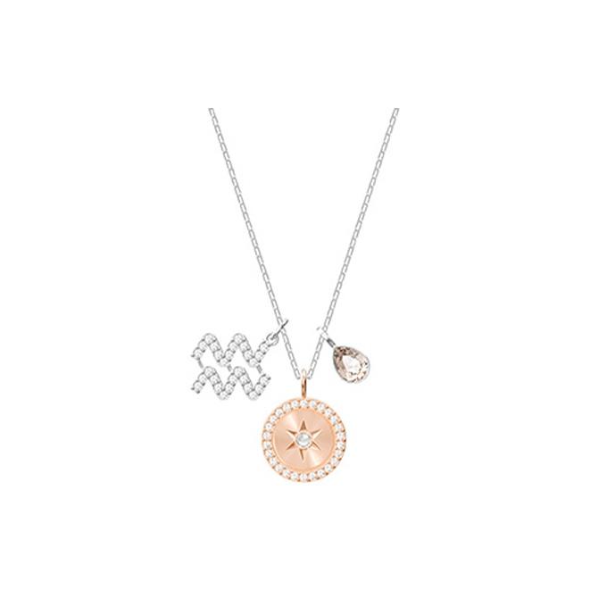 Swarovski Zodiac Twelve Constellation Necklace Aquarius Women necklace Gray 5349213 Box (Random Color)