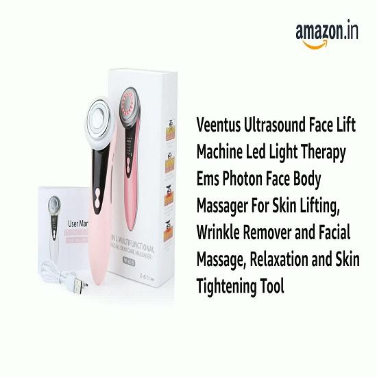 Face Massage Machine for Facial Ultrasound LED Light Therapy EMS Facial Massager Electric, Double Chin Reducer, Skin Lifting Device  Wrinkle Remover