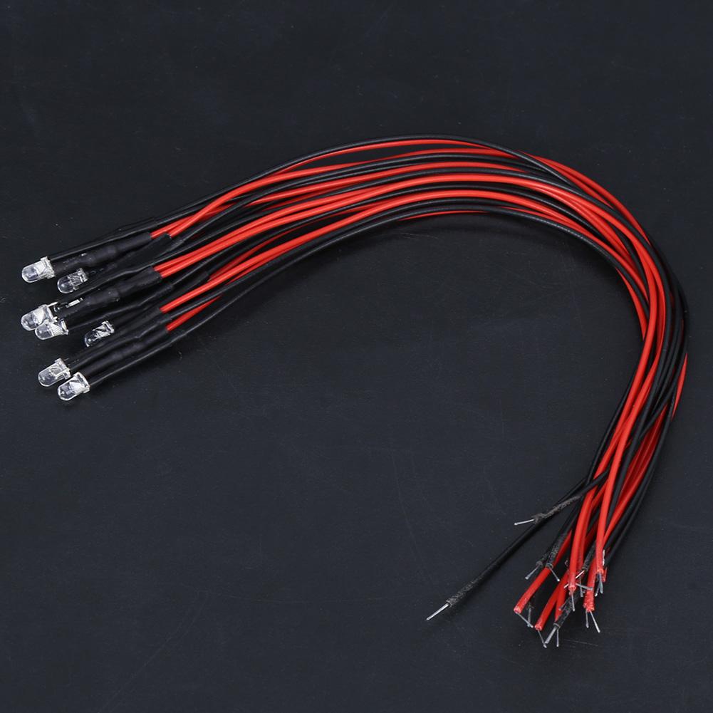50Pcs 12V Prewired LED Light Emitting Diodes 3mm Round  Light Bead Multicolor Quick Flashing