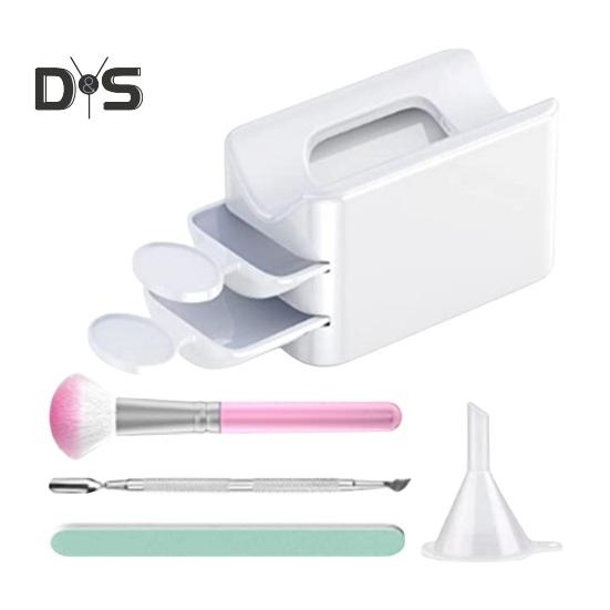 

Коробка для переработки порошка для дизайна ногтей. Портативный стартовый набор для погружения в порошок. Лоток для порошка для ногтей с кистью для пыли для ногтей. Толкатель для кутикулы и пилочка для маникюра. Sets