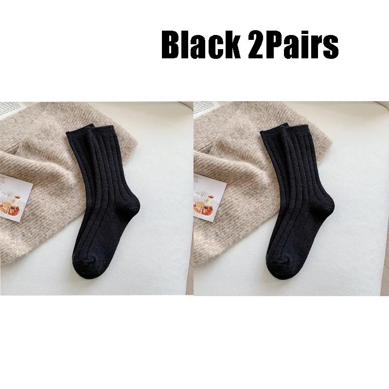 Novas meias de inverno femininas, meias de lã de caxemira, grossas, quentes, meias femininas, meias japonesas, moda harajuku, cor sólida, meias térmicas longas