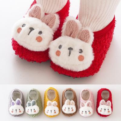New Non-slip Baby Floor Socks Cute Rabbit Pattern Newborn Winter Warm Slipper with Soft Sole Infant Toddler Walking Socks Shoe