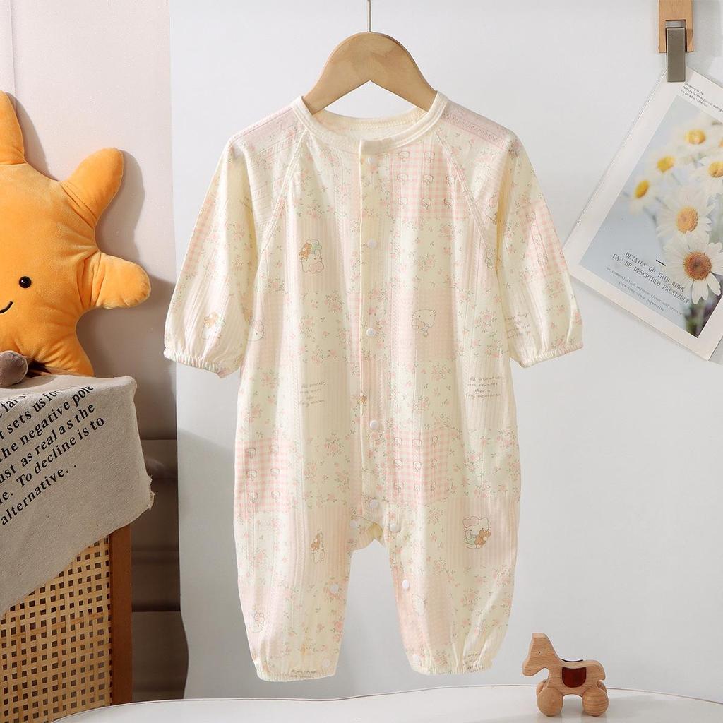 Baby Cotton Jacquard Romper: Breathable Summer Bodysuit for Boys & Girls
