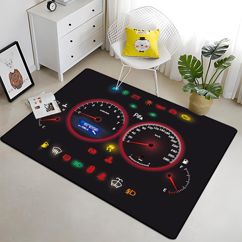 Racing Dashboard Cool Pattern Decorative Square Rug Modern House Living Room Floor Matte Bedroom Carpet Art Poster Mat Fans Gift