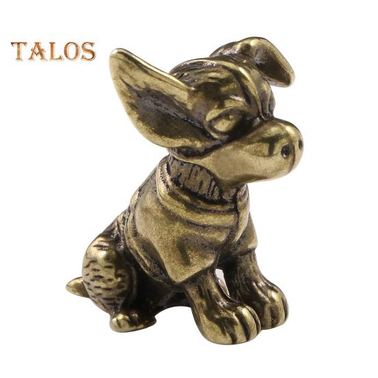 

Латунная статуэтка собаки, винтажная модель щенка, мини-статуэтка животного из металла, скульптура, чайный питомец, настольное украшение в стиле фэн-шуй, орнамент Dog