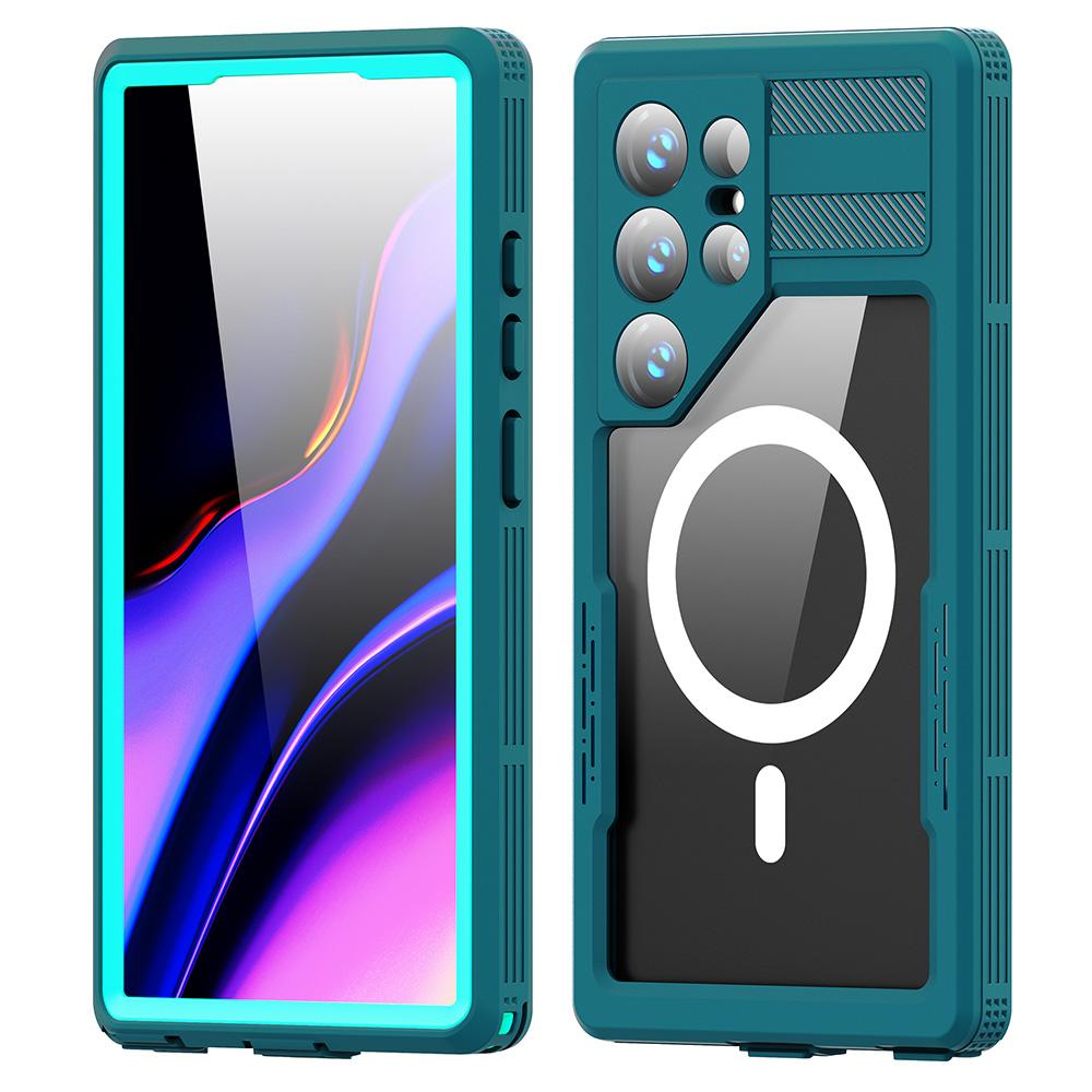 

REDPEPPER IP68 Водонепроницаемый чехол для Samsung Galaxy S24 Ультрамагнитный прозрачный чехол для телефона Lake Blue+Cyan