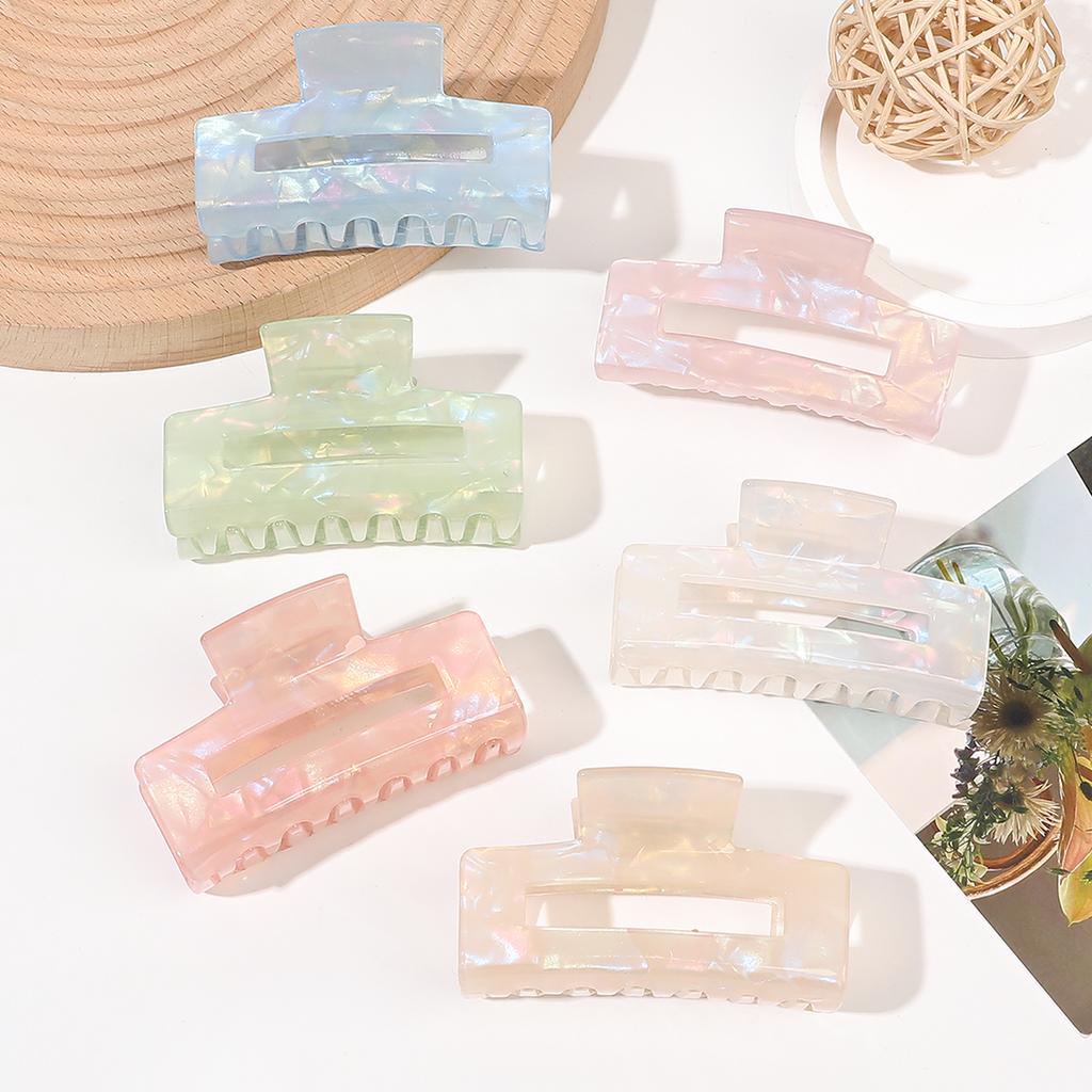 1 ks Velké obdélníkové spony do vlasů v mixu barev, Módní silně držící klipsy pro ženy a dívky s tenkými, hustými a kudrnatými vlasy.