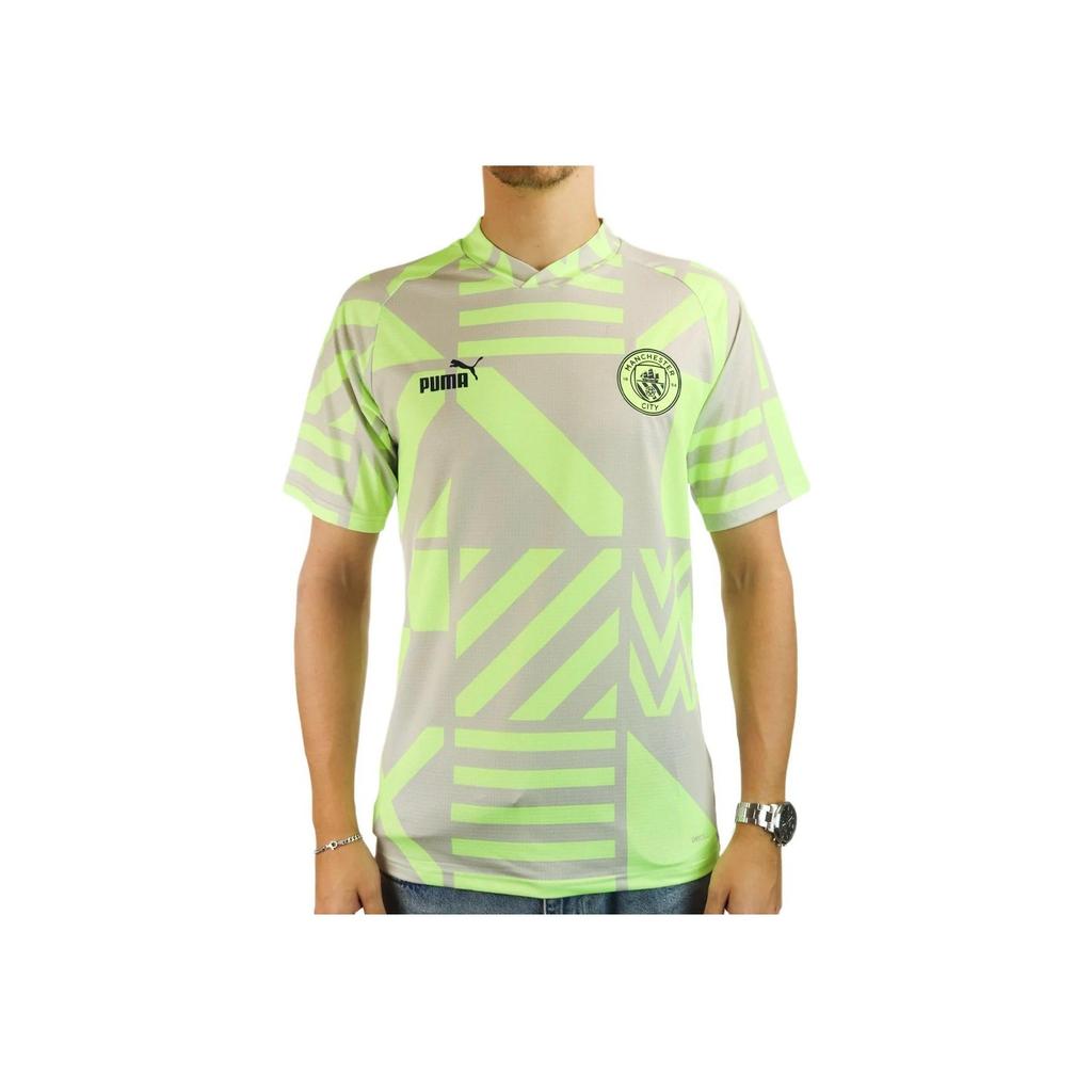 Puma Manchester City Color Block Logo Graphic Short Sleeve T-Shirt Men Tops Green 767778-26