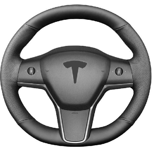 Hand Sewn Steering Wheel Cover,Fit For Tesla Model 3 2017-/Model Y -,Non-Slip Breathable Microfiber Leather Steering Wheel Cover On Wrap Car Interior