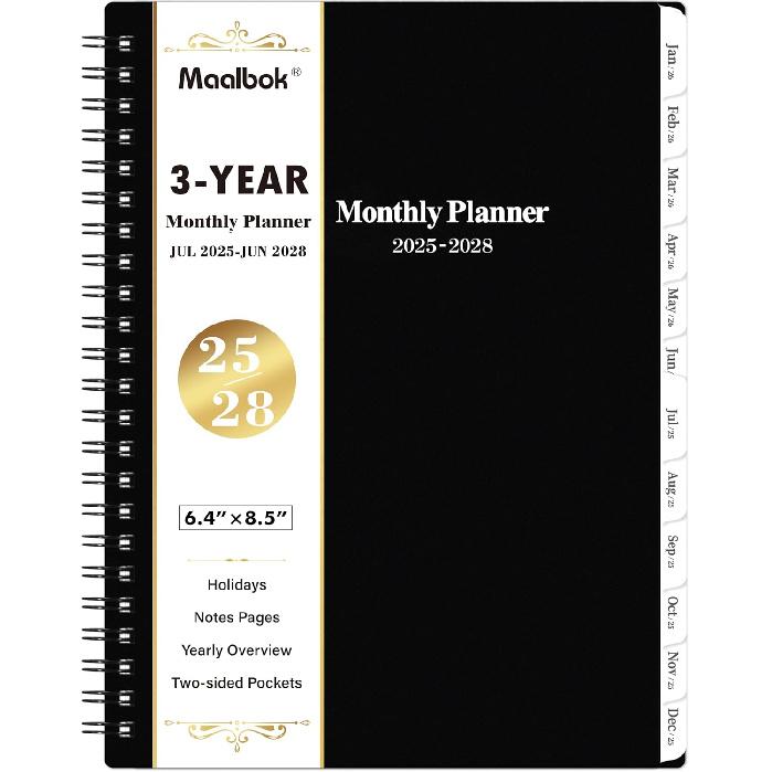 2026-2028 Monthly Planner/Calendar - 3 Year Monthly Planner, Jan. 2026 - Dec. 2028, 6.4" x 8.5", 36 Months Tabs, 30 Notes Pages, Double-Side Pocket,