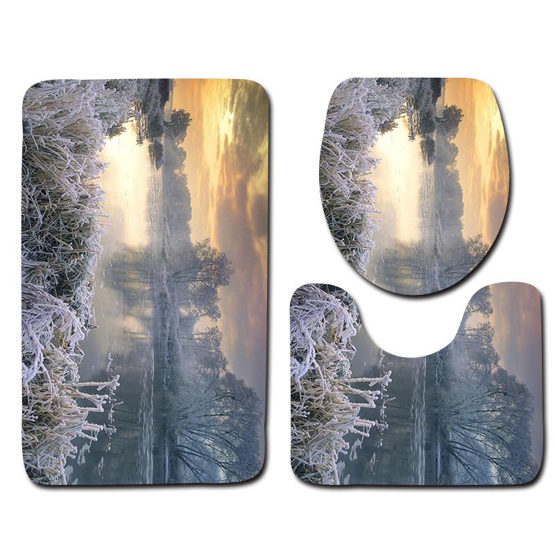 Bathroom Floor Mat Bathroom Mat Toilet Three-Piece Set