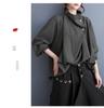Dark Style Ruffle Neck Long Sleeve Casual Shirt