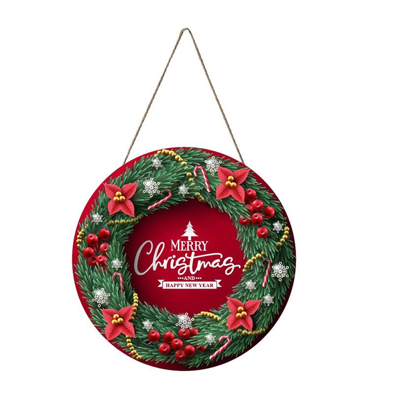 Christmas Wooden Hanging Welcome Sign - Dual-Use Decoration for Shop or Home