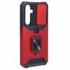 For Samsung Galaxy A55 5G Case PC+TPU Card Holder Phone Kickstand Cover with Slide Lens Lid