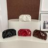 Yogodlns Simple Versatile Clip Evening Handbags for Women Solid Color Rivet Pleated Design Ladies Clutch Female Soft Pu Leather Purse