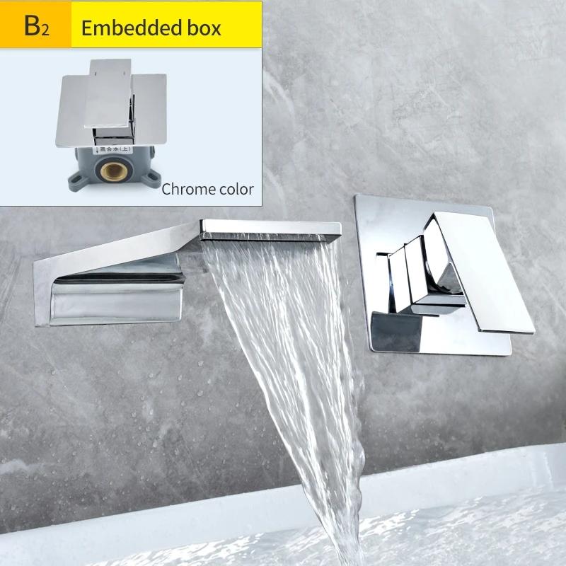 Brass Black Waterfall Basin Tap Chrome Waterfall Bathtub Sink Faucet Single Handle Bathroom Cold And Hot Mixer Tap Faucet