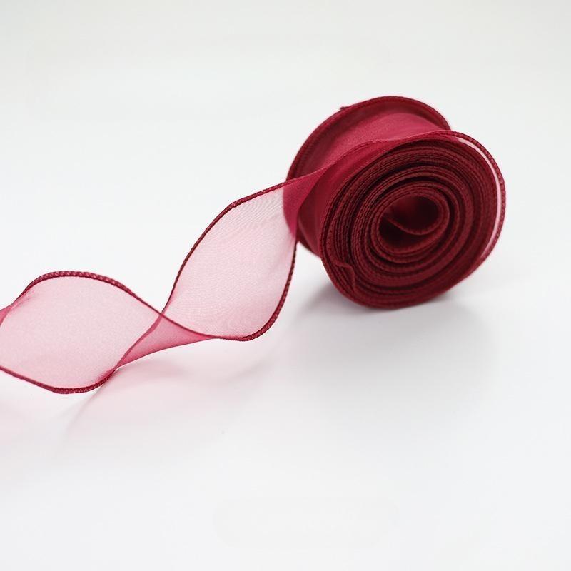 10 yards Rotolo di nastro di organza di colore pieno con bordo ondulato a coda di pesce per bouquet di fiori, regali, confezioni, decorazioni per feste di nozze