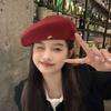 Autumn And Winter Metal Standard Wool Beret Female Korean Version Literary And Retro Painter Hat Showing Face Small Cloud Hat