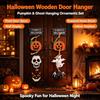 Halloween Wooden Door Hanger Sign, Pumpkin & Ghost Hanging Ornaments Set, Creative Seasonal Home Front Door Wall Decorations