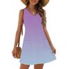 Women's Fashion Casual Summer Cuffless Pocket V-neck Gradient Print Dress Beach Sundress