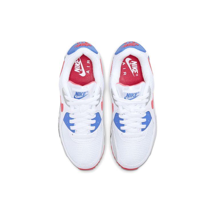 Nike Air Max 90 Hot Coral Women Sneakers White Blue-Crystal Grey-Fog DA8856-100