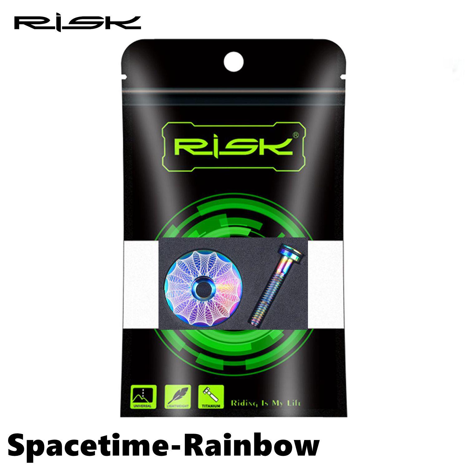 1 Set RISK Titanium Bike Stem Screws Bicycle Headset Top Cap M6x30mm Stem Bolt Cycling Handlebar Stem Top Cap Bolt Bicycle Parts Rainbow B