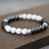 Simple Men Bracelet Natural Lava Tiger Eye Stone Hand Beaded Brass Braclet Casual Accessories Prayer Meditation Yoga Braslet
