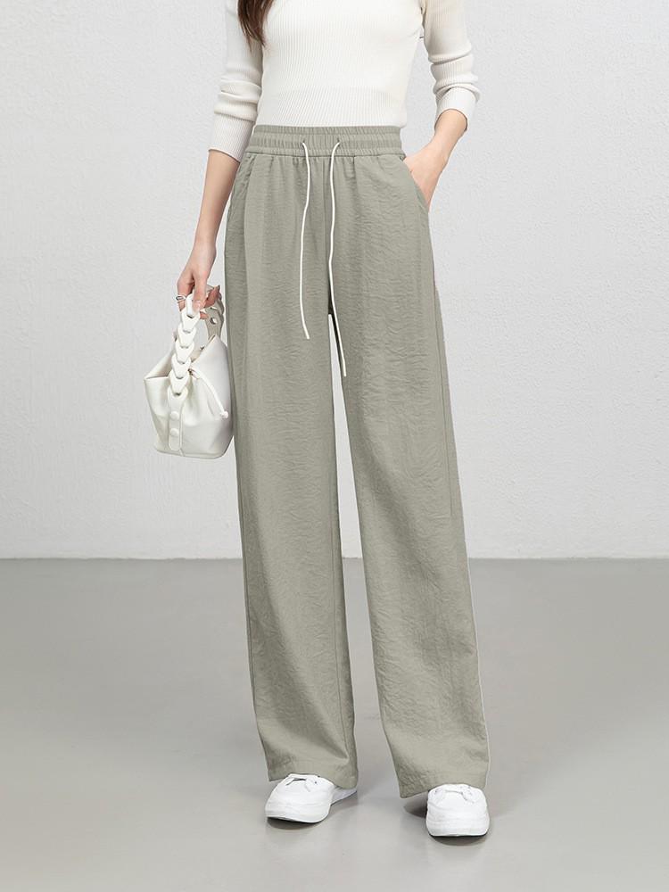 Cloud-Feel Velvet Elastic Waist Drawstring High-Waisted Wide-Leg Summer Pants