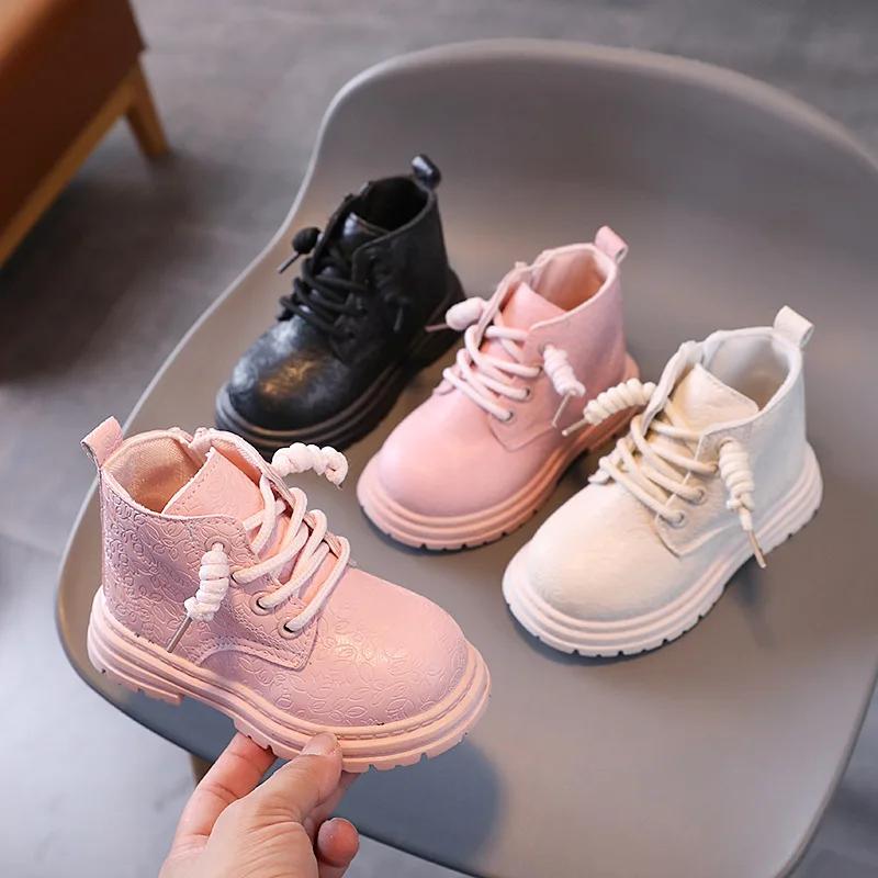 Children Platform Ankle Boots Spring Autumn Thick Bottom School Boots for Girls Fashion Causal Kids Short Boots Non-slip Zipper