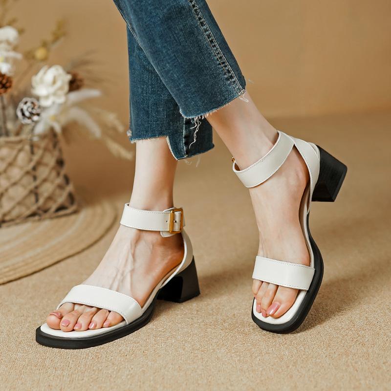 2024 Summer Fashion Women Shoes Women Open Toe Chunky Heel Sandals High Heel Shoes for Women Concise Women Sandals Heels Women
