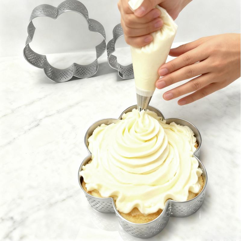 Baking Mousse Tart Ring 1 Pcs Stainless Steel Perforated Pastry and Crumpet Mold for Kitchen and Home Hotel Use