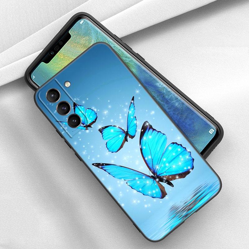 Blue Butterfly Phone Case For iPhone Samsung Galaxy Redmi Xiaomi Oppo OnePlus Note S A 7 8 9 10 11 12 13 14 20 21 22 23 53 54 Pro Max Plus Ultra