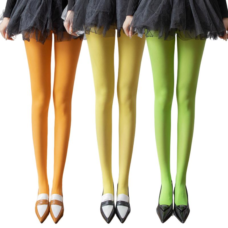 New Spring Women's 80D Denier Velvet Opaque Tights Ladies Colorful Tights Stretch Pantyhose Dressing Dopamine Colors