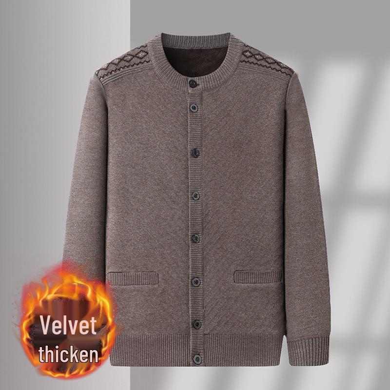 2024 Men s Thick Velvet Round Neck Cardigan Sweater - Available in Large Stock XL