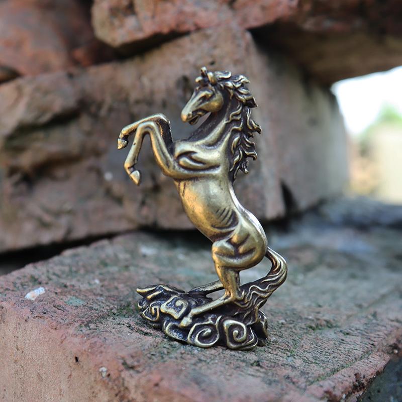 Vintage Měděný Zvěrokruh Kůň Malá Soška Feng Shui Ozdoby Mosazné Šťastné Zvíře Miniatury Figurky Stolní Dekorace Řemesla