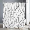Abstract Geometric Lines Shower Curtain Letter Print Black White Shower Curtain Simple Scandinavian Bath Curtains Bathroom Decor