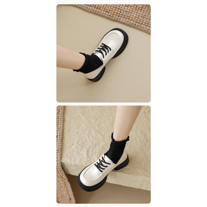 Small Leather Shoes with Thick Soles for Women with Soft Soles