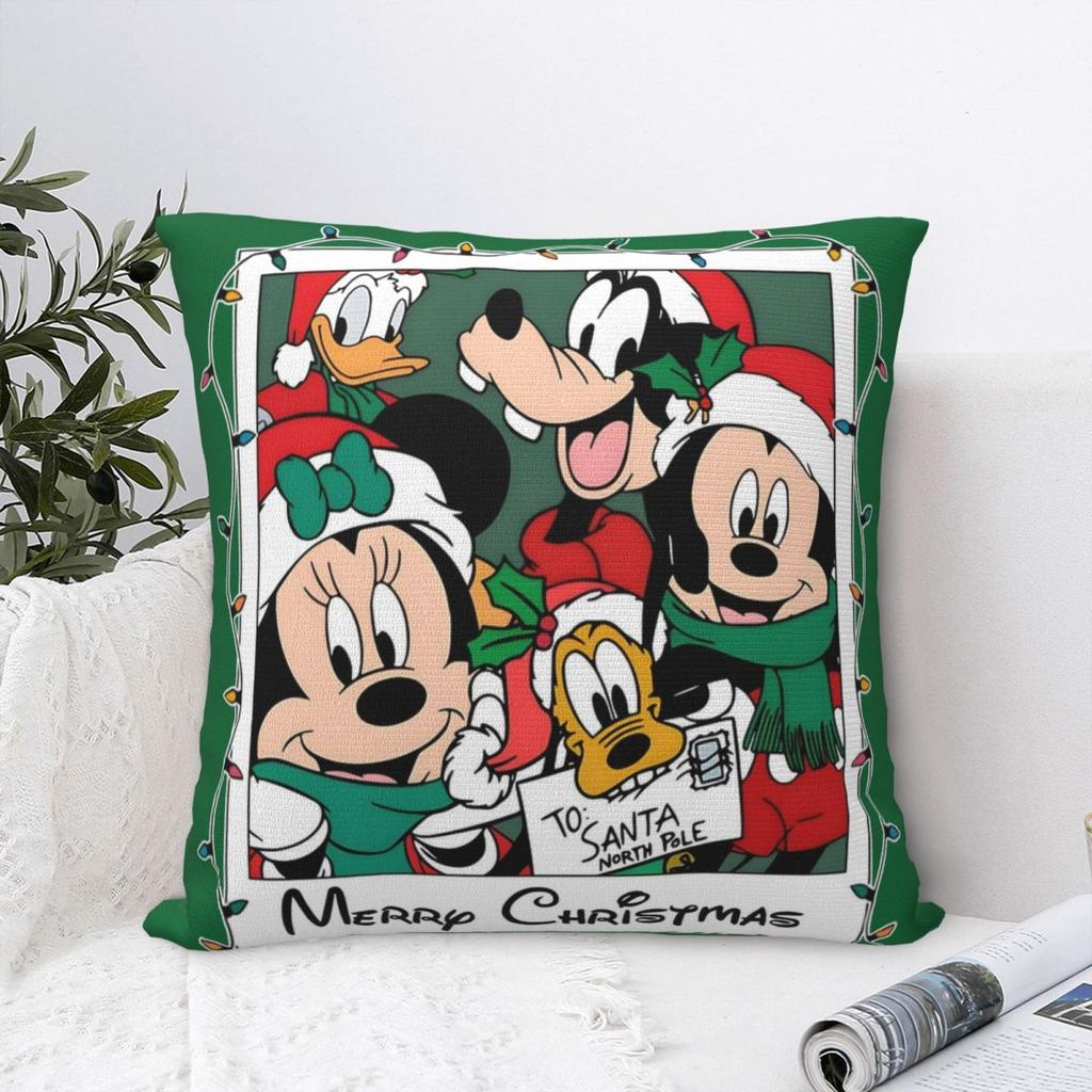 Merry Christmas Holiday Season Pillowcase Soft Polyester Cushion Cover Decorative Mickey Mouse Pillow Case Cover Car Square