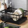 Carbon Steel Dish Storage Rack Drying Large Capacity Non-Slip Design Stable Auto-Drain Easy to Install Space-Saving Kitchen Counter with Cutlery