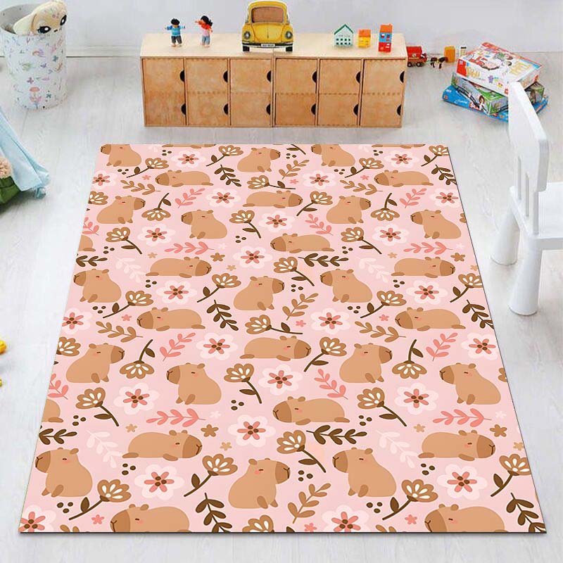 New Cute Capybara Cartoon Print Rug Carpets for Bedroom Living Room Sofa Mat Door Mat Dressing Room Rugs for Gifts