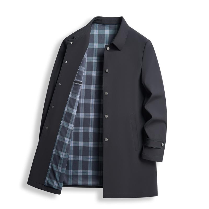 New Lapel Men's High-end Business Middle-aged Jacket High-end Daddy Top Mid-length