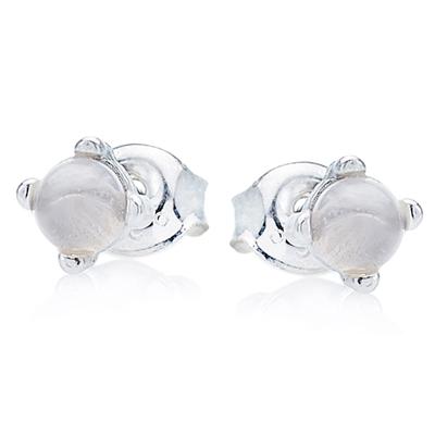 [R0812] - Silver 'Meghan' Moonstone Earrings (rhodium-plated) - 4 Mm